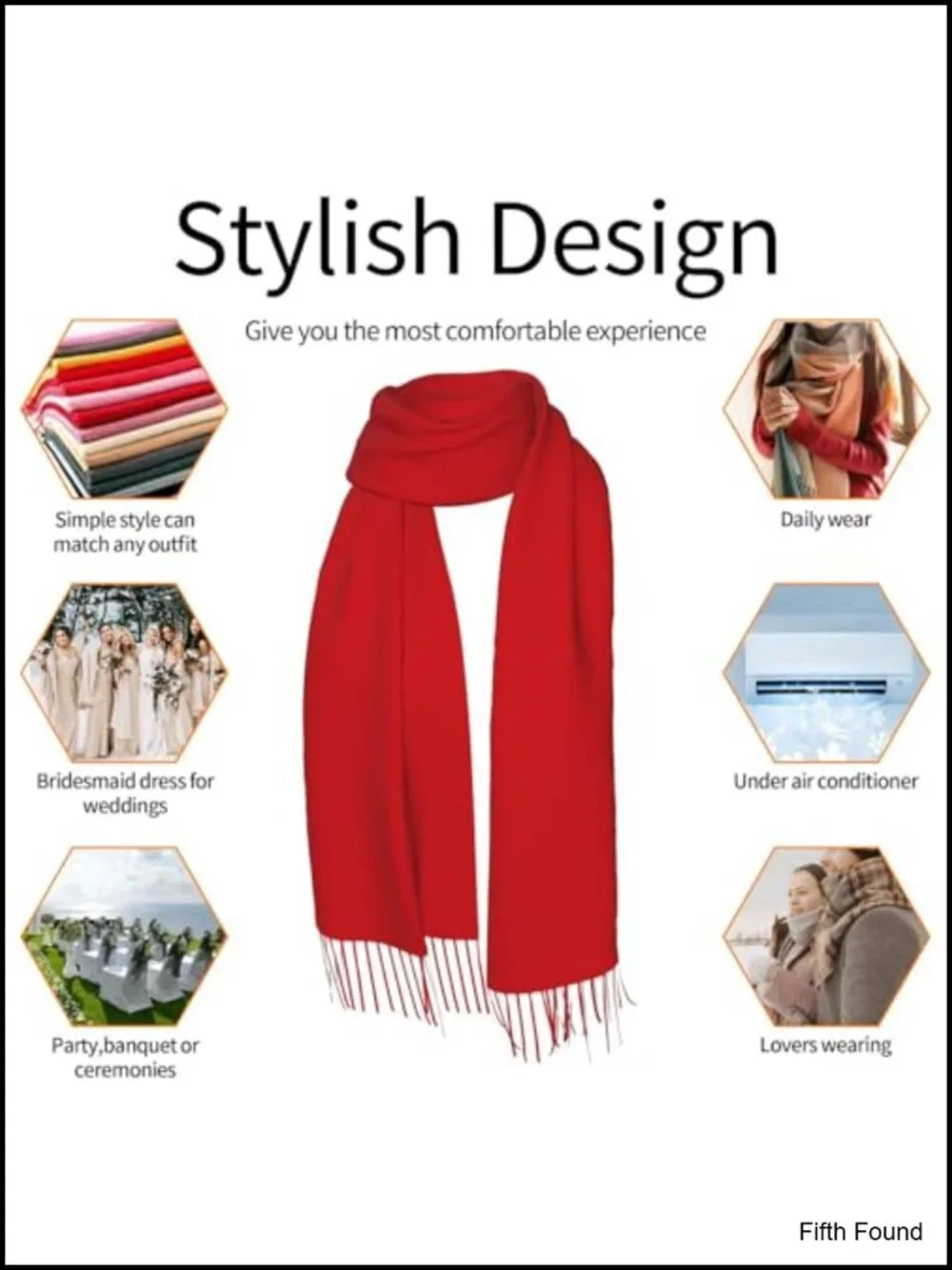Cashmere Feel Tassel Scarf Large Shawl Wrap for Women Winter Cold Weather